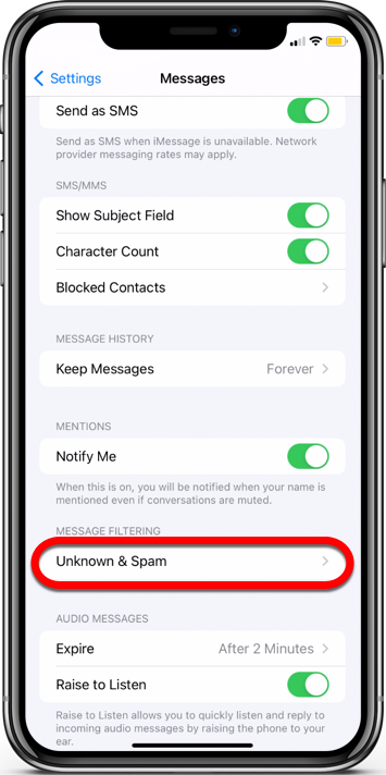 Unknown & Spam - How to set NETGEAR Armor for iOS to filter text messages