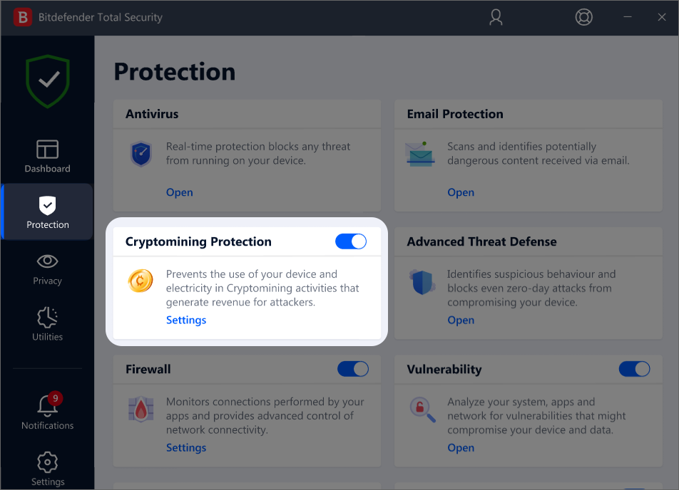 Cryptomining Protection Settings
