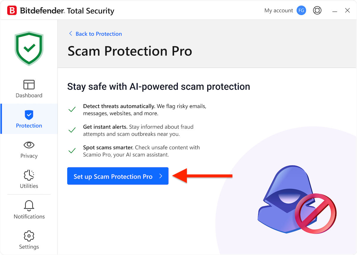 Set up Bitdefender Scam Protection on Windows