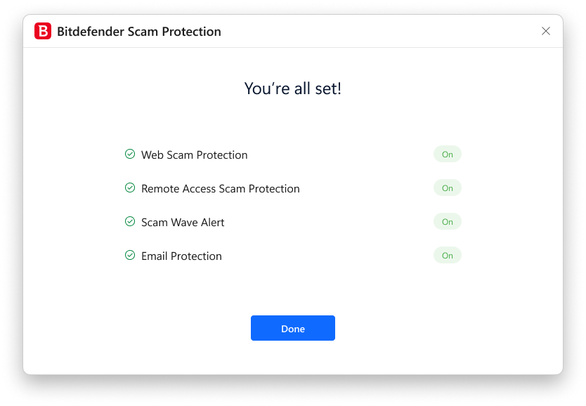 Bitdefender Scam Protection Windows -done
