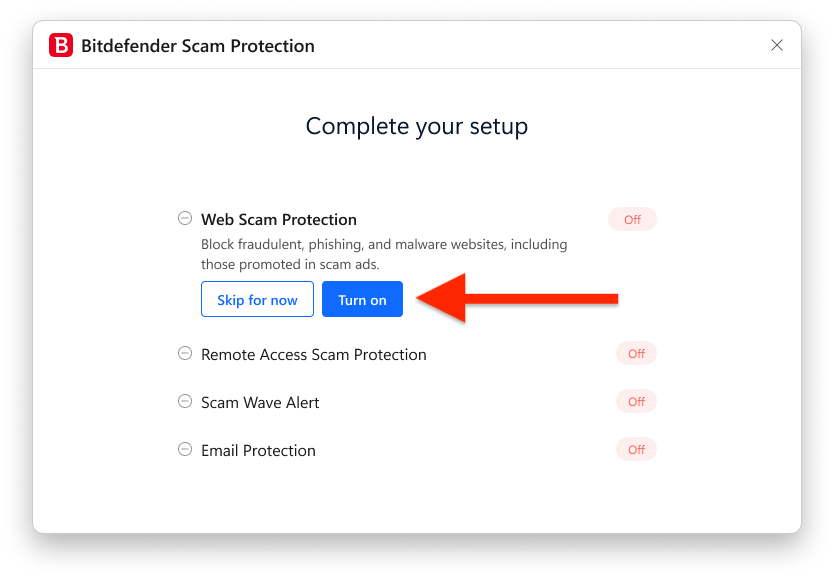 Onboarding web scam protection