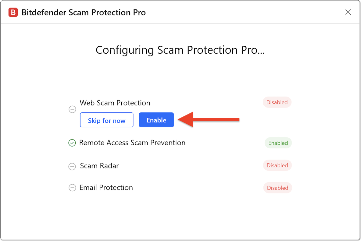 Enable Web Scam Protection