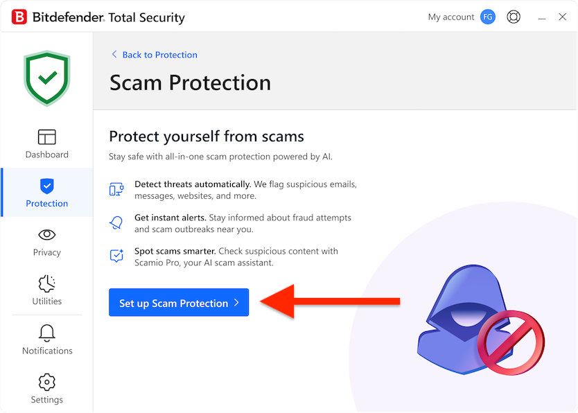 Set up Bitdefender Scam Protection on Windows