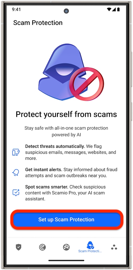 Set up Scam Protection Android