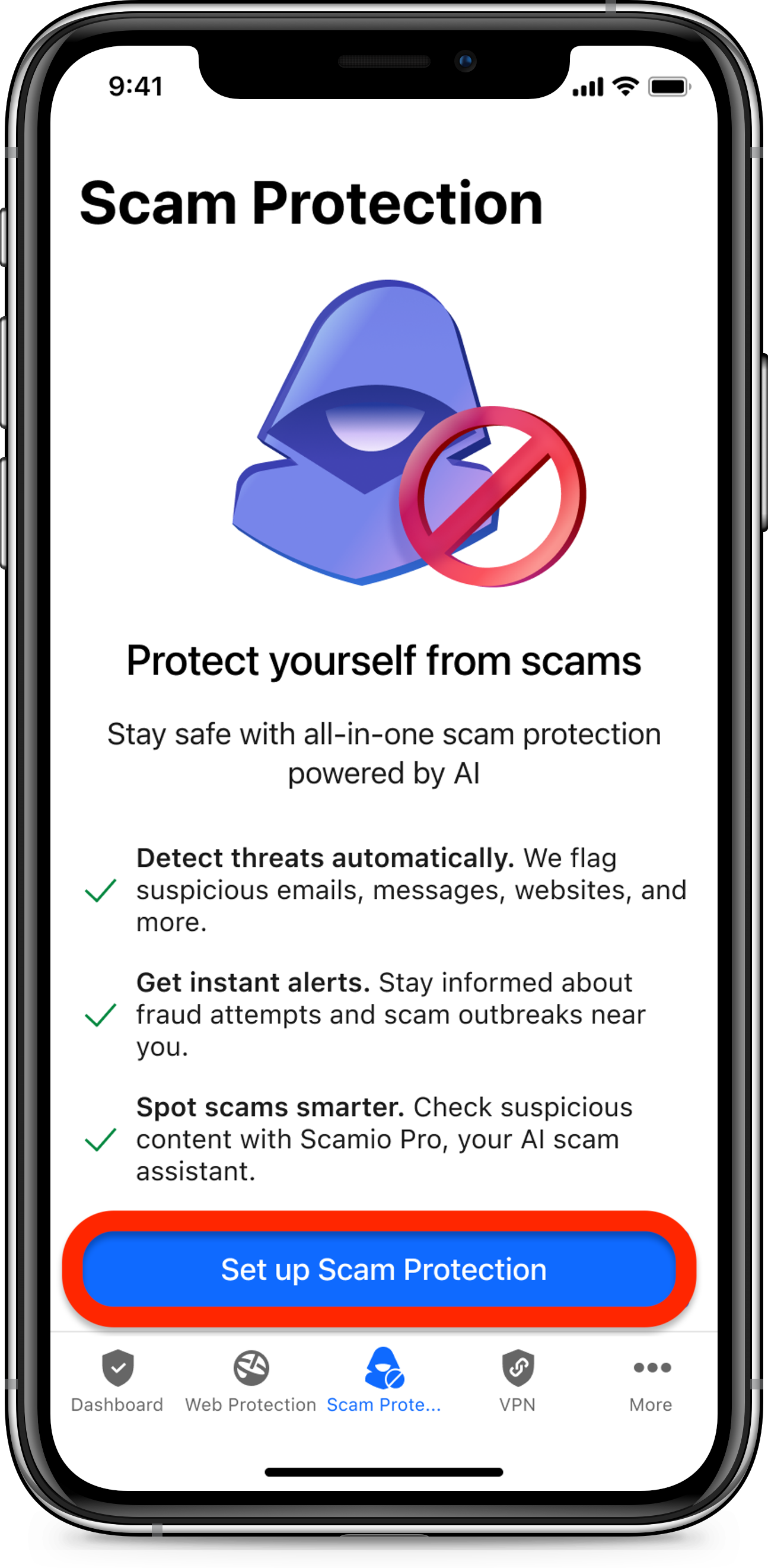 Set up Scam Protection iOS