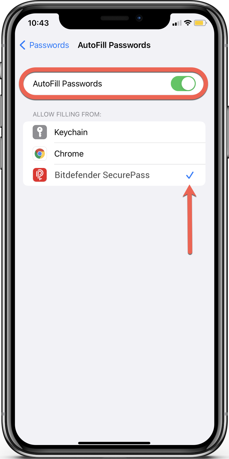How to make Bitdefender SecurePass the default password manager on iOS 17 and earlier