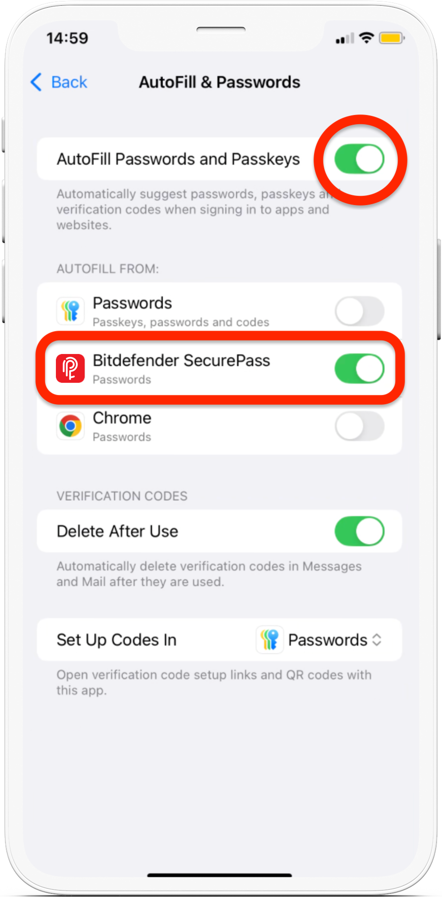 How to make Bitdefender SecurePass the default password manager on iOS 18 and later