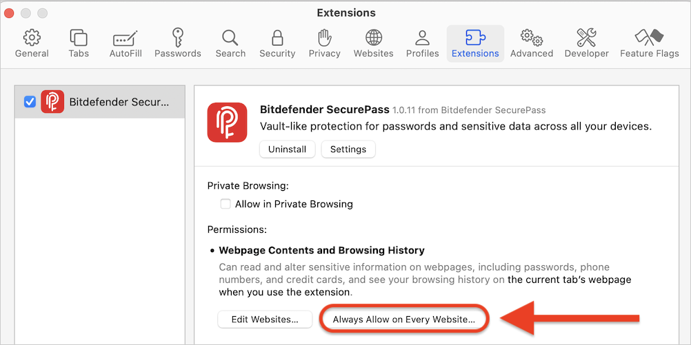 Always Allow on Every Website