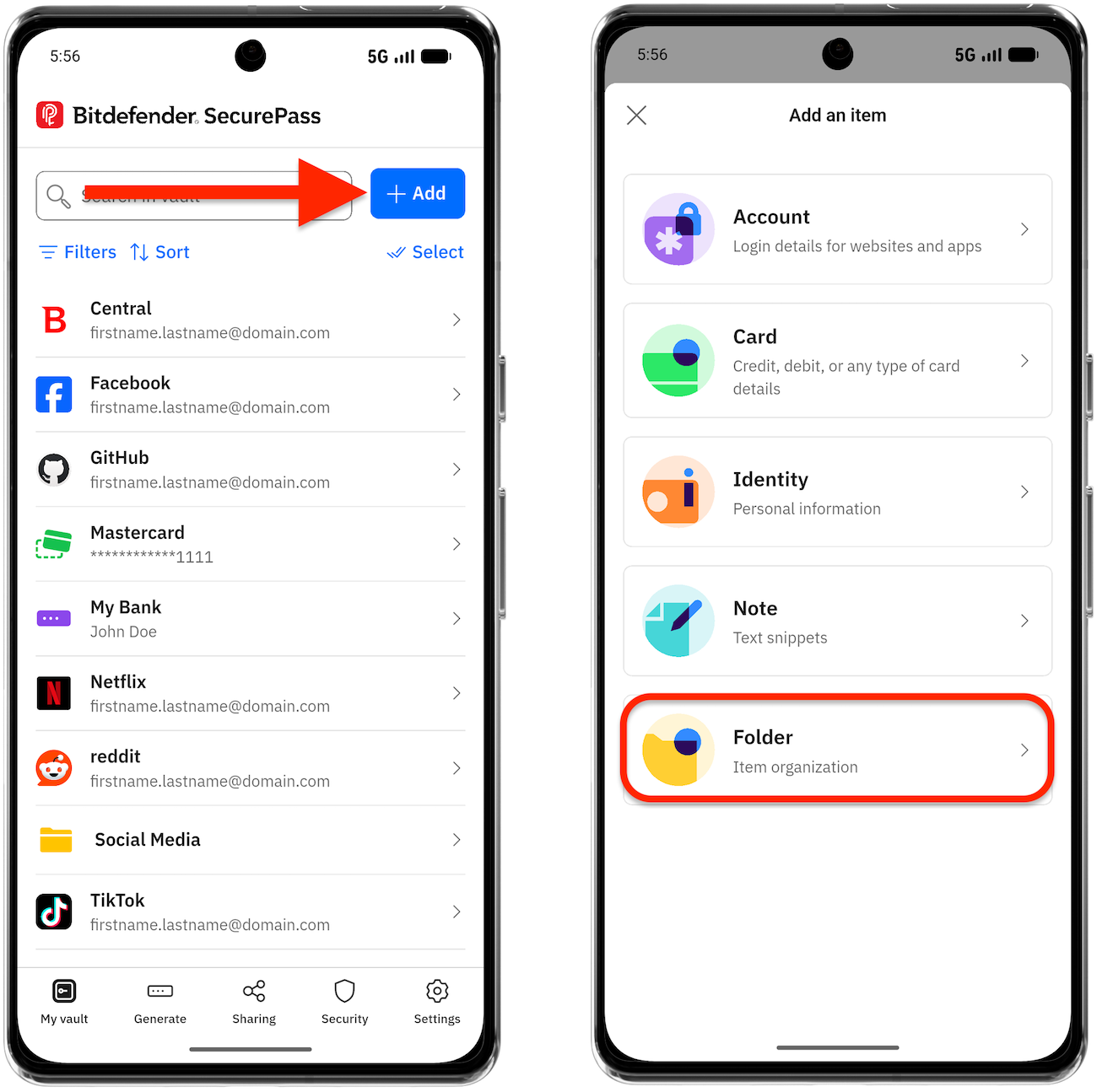 How to create custom SecurePass folders