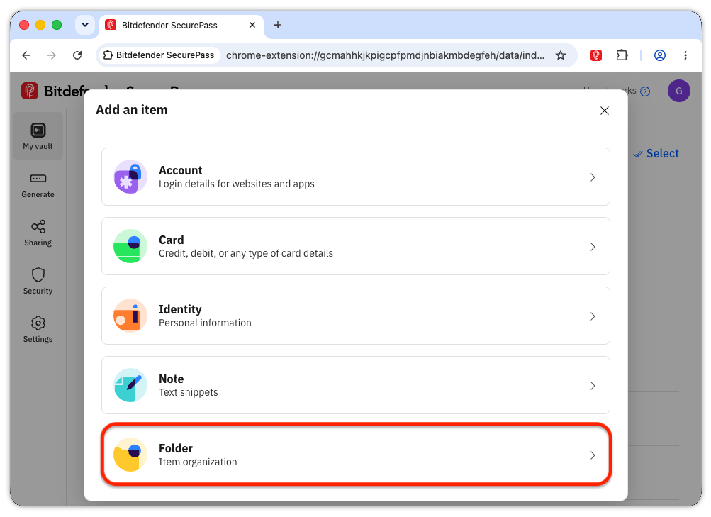 How to add SecurePass folders