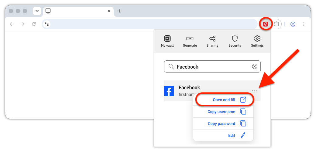SecurePass autofill from the browser extension