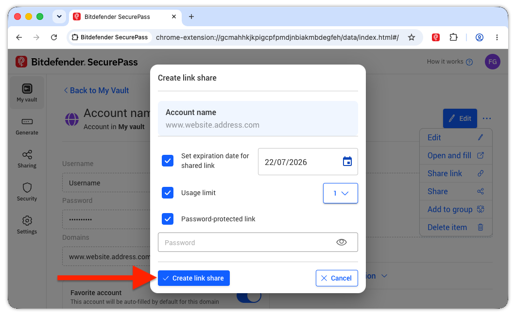 Create link share