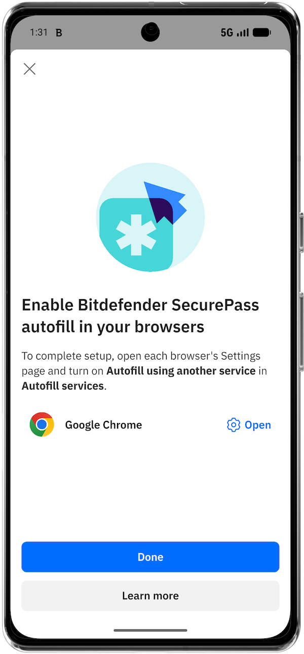 Enable Bitdefender SecurePass autofill in your browsers