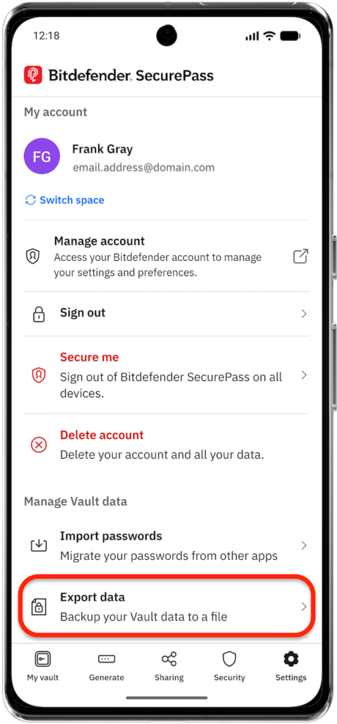 How to Export Passwords from Bitdefender SecurePass