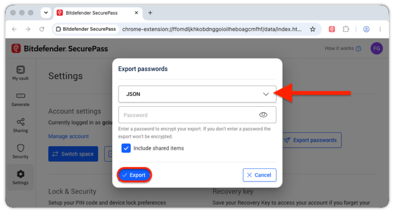How to Export Passwords from Bitdefender SecurePass