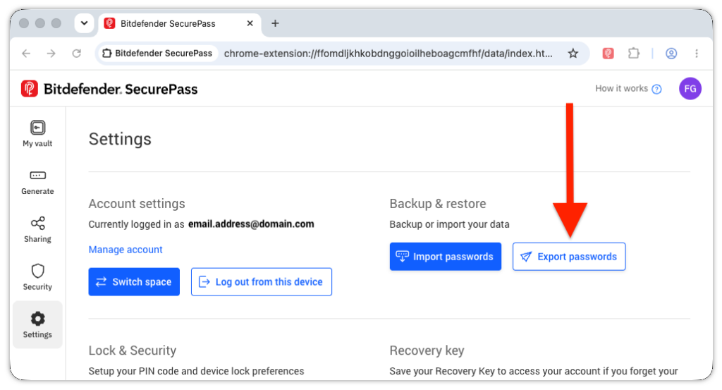 How to Export Passwords from Bitdefender SecurePass