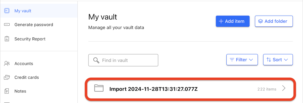 NETGEAR Armor vault - Import folder