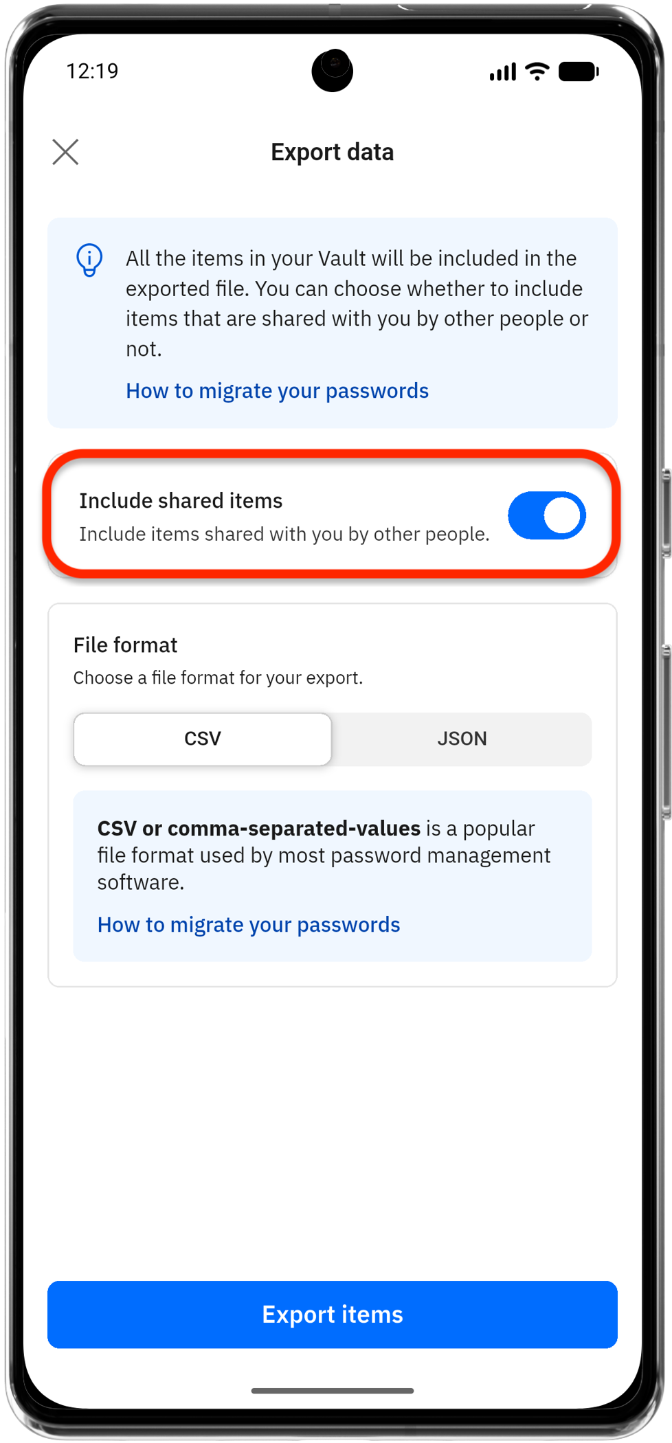 Include shared items