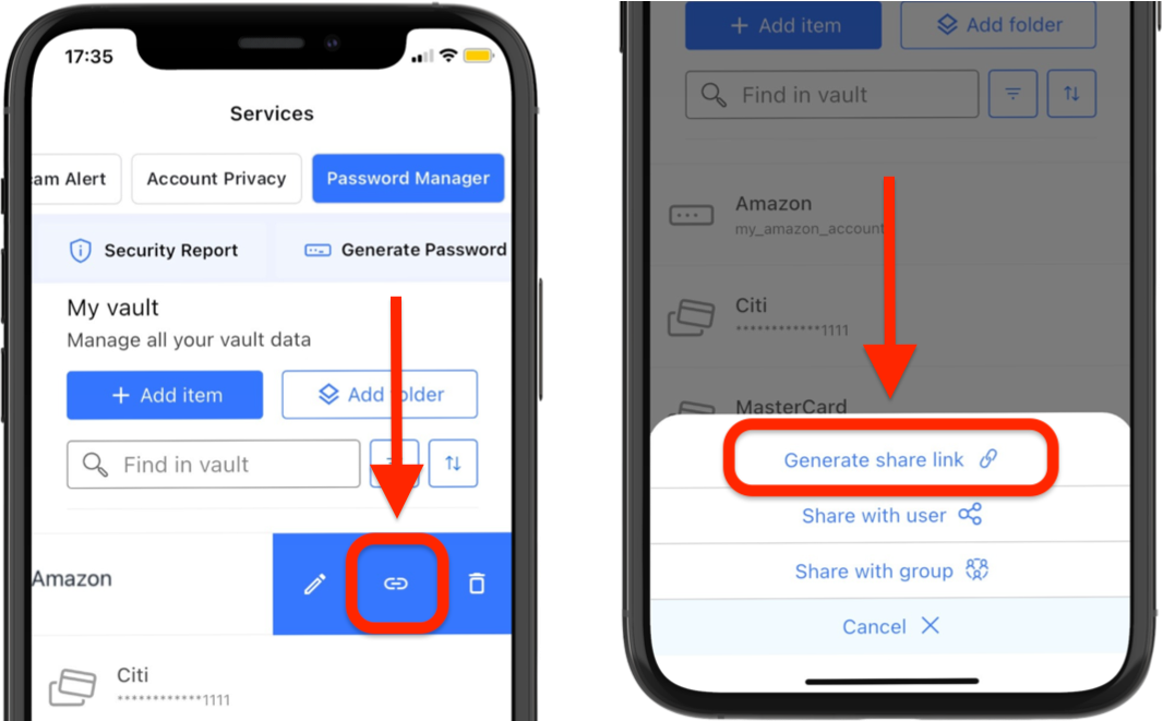 share passwords NETGEAR app