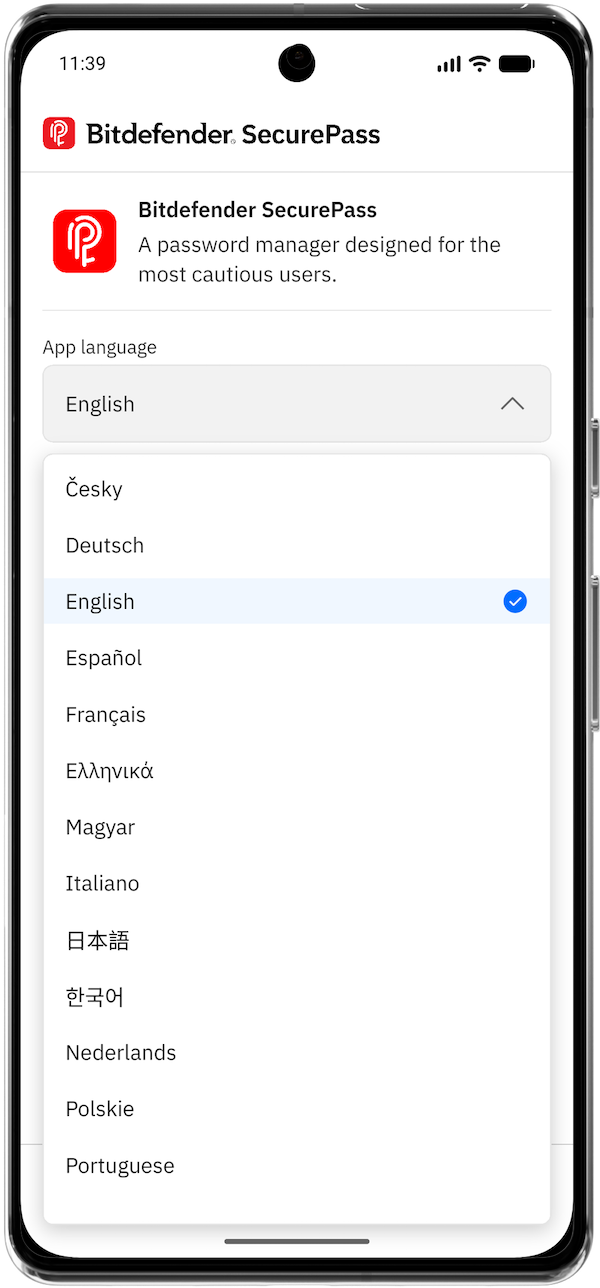 How to change language in SecurePass app