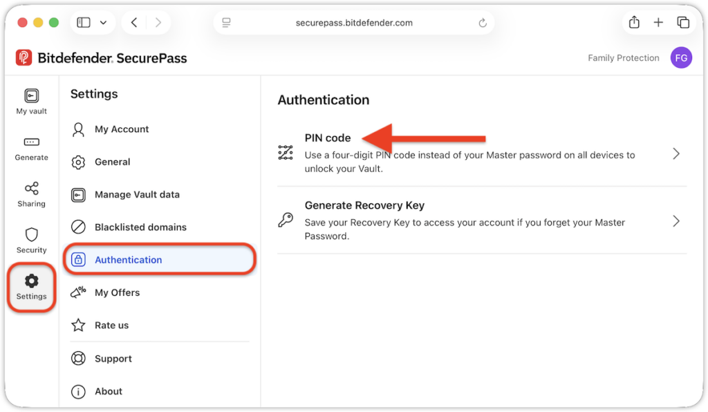 Lock SecurePass with a PIN code