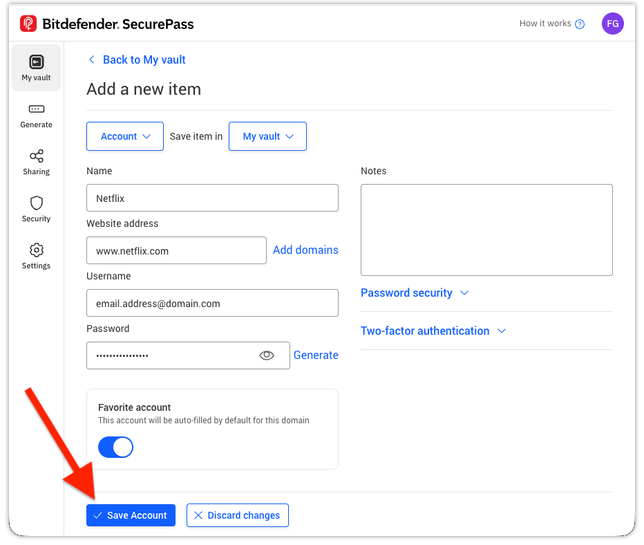 How to manually save passwords in SecurePass