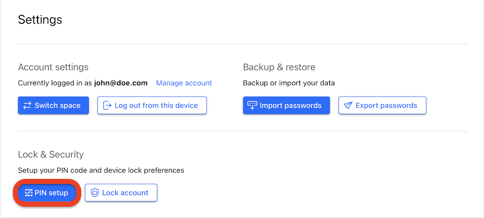 SecurePass PIN setup