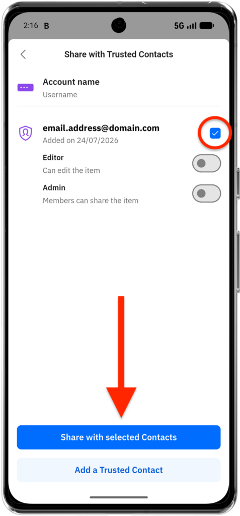 Share with selected contact