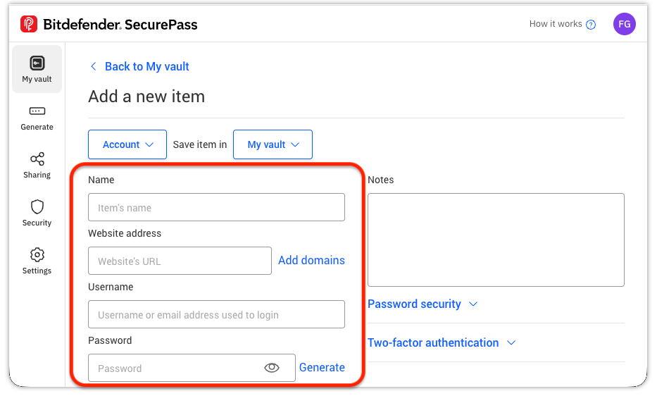 How to manually save passwords in SecurePass