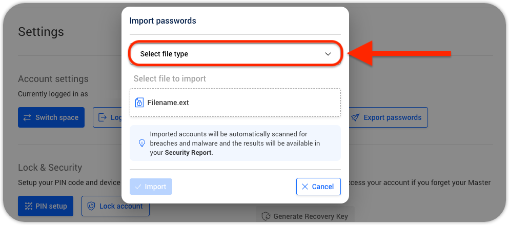How to import passwords into SecurePass