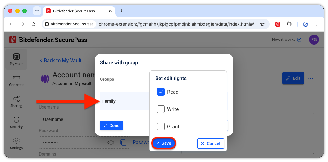 How to share passwords with groups