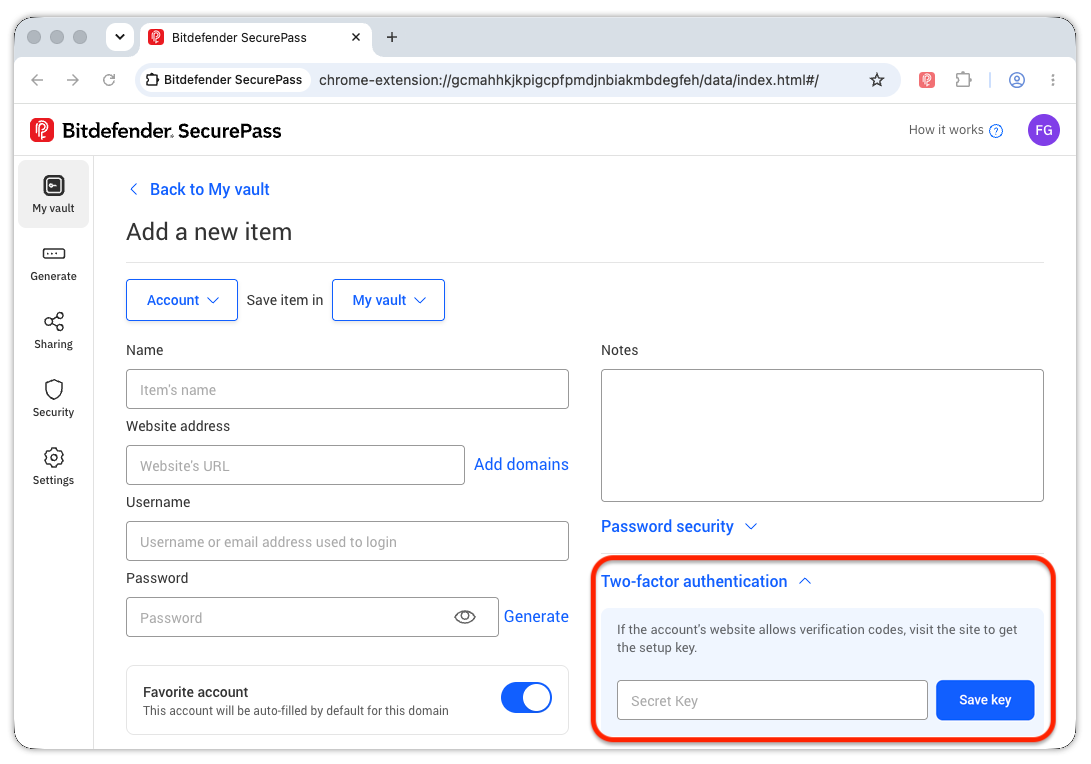 How to set up 2FA in SecurePass - browser