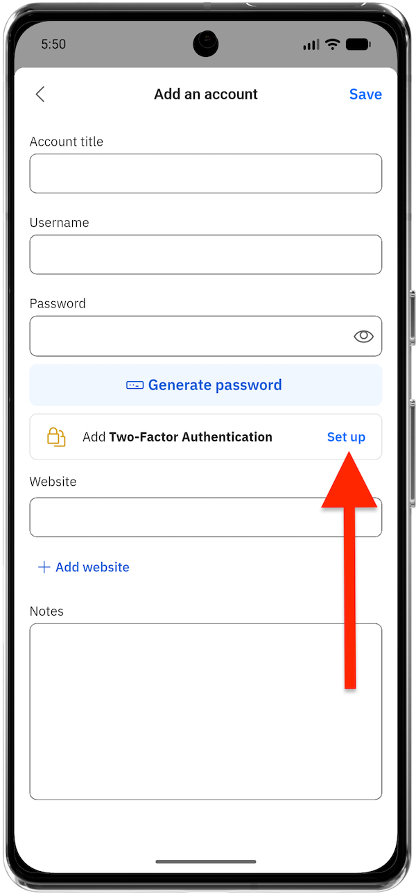 Set up two-factor authentication in SecurePass app