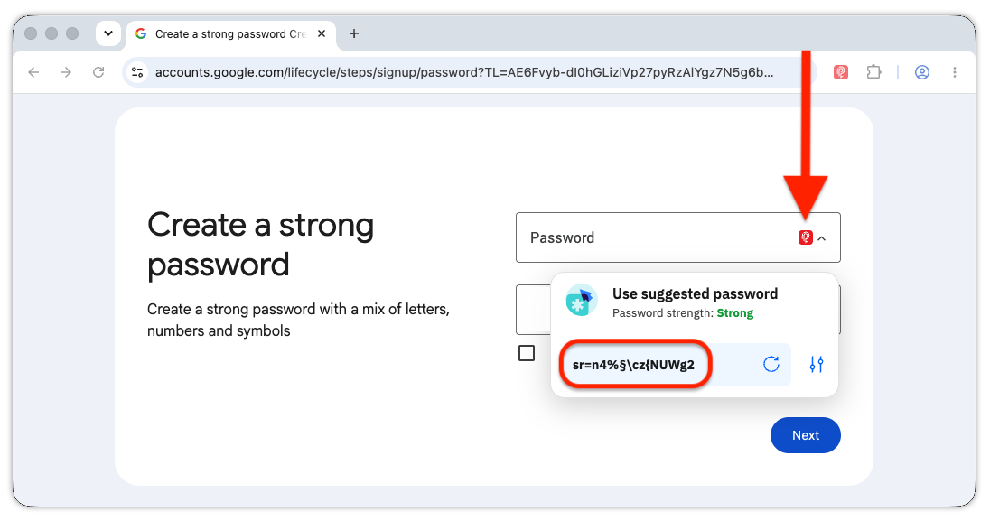 Use suggested password