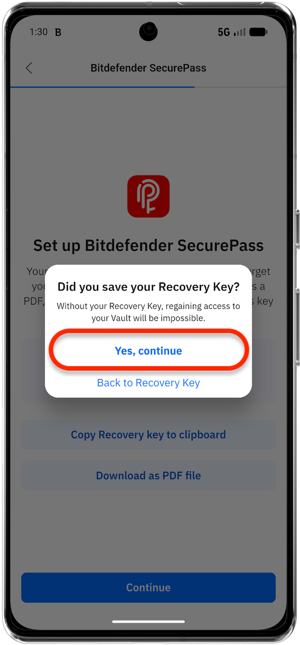 Did you save your recovery key?