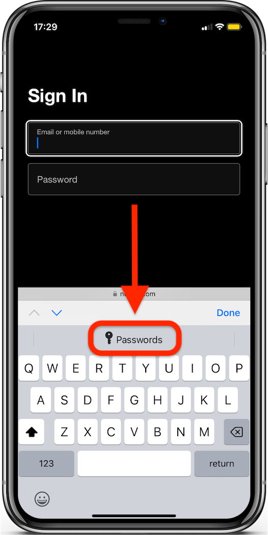 How to autofil passwords on iOS