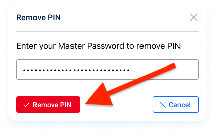 enter master password to remove PIN