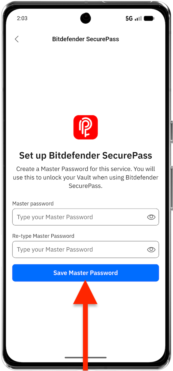 Set a new SecurePass master password