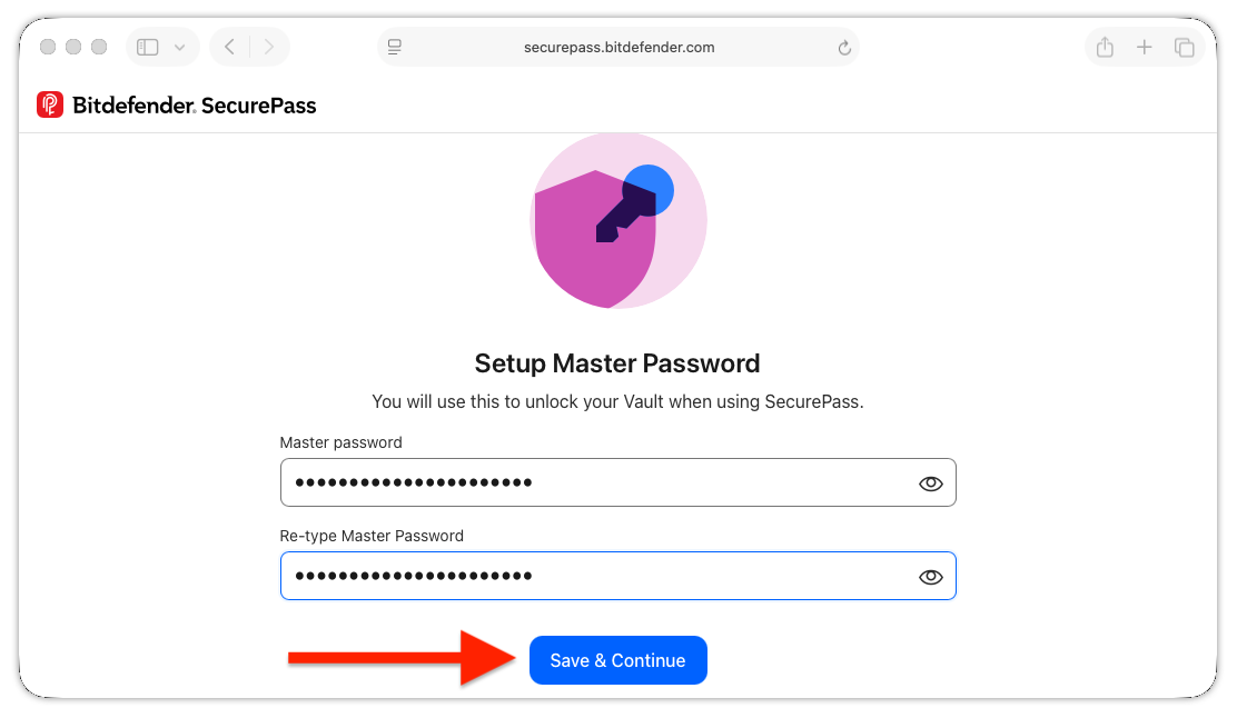 Set a new SecurePass master password