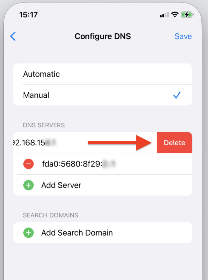 Delete DNS server