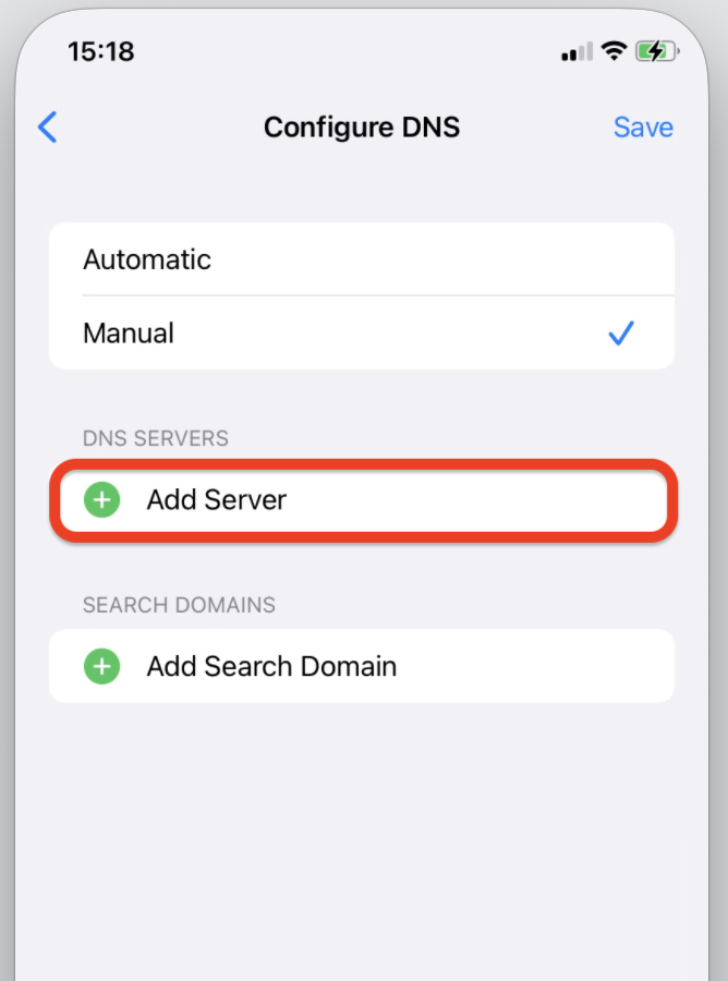 Add server - How to change DNS on iPhone