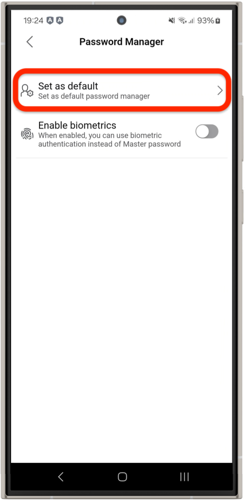 Set NETGEAR Armor as default password manager on Android