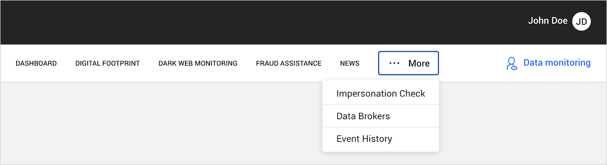 Bitdefender Digital Identity Protection tabs