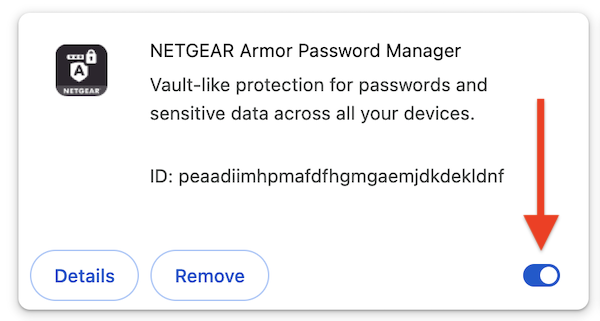 Enable the NETGEAR Armor Password Manager Extension