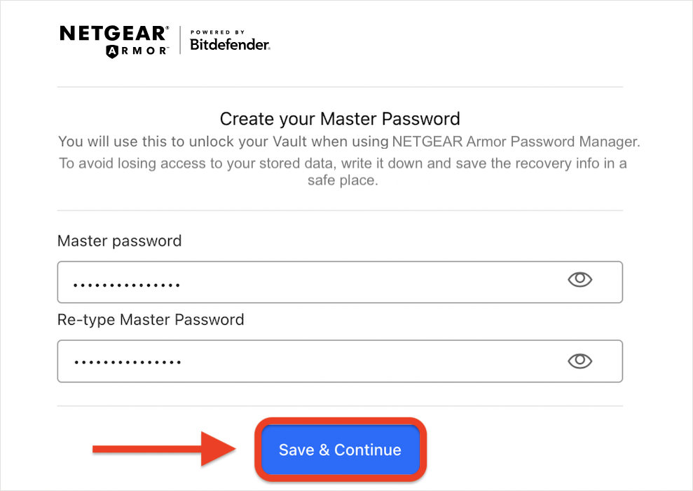Create your master password