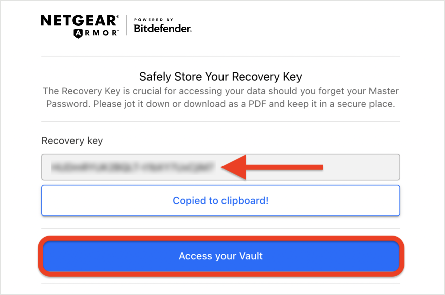 Save your recovery key