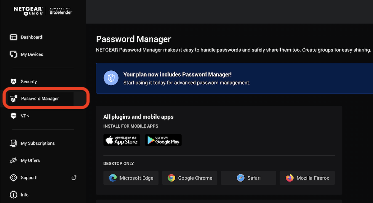 Install NETGEAR Password Manager