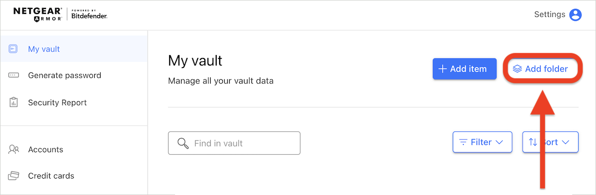 Add folders - NETGEAR Password Manager