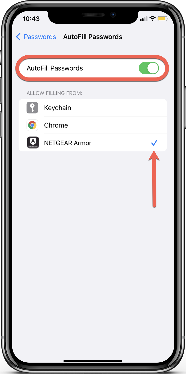 How to make NETGEAR Armor the default password manager on iOS 17 and earlier