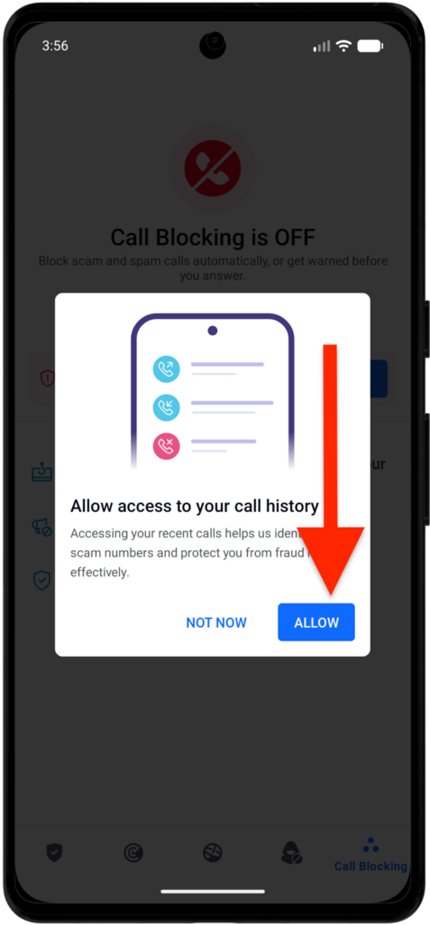 Allow Bitdefender Call Blocking access to call history